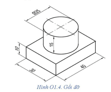 Sử dụng kết hợp hình chiếu 3D với phương pháp góc 450 vẽ ba hình chiếu của vật thể